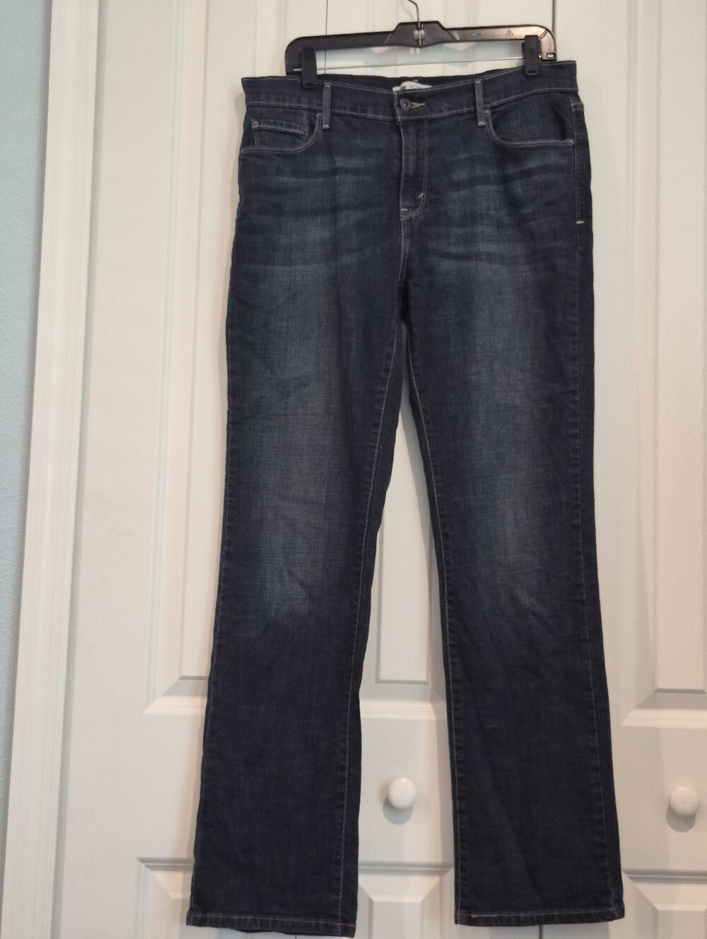 Levis 505 Women 12 Dark Blue Wash Straight Jeans 34 Waist